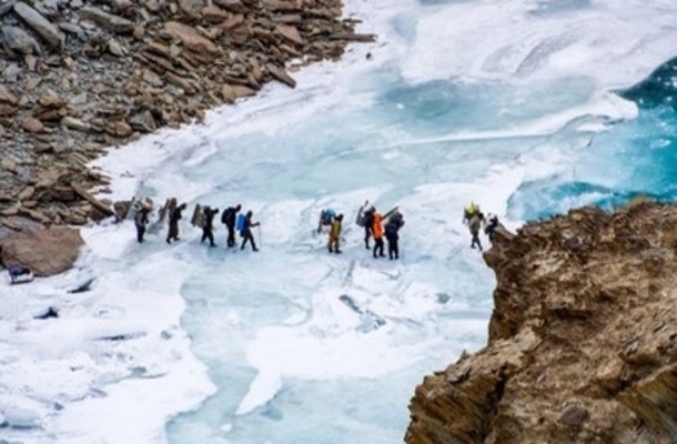 Walking on Frozen River In Chadar Trek